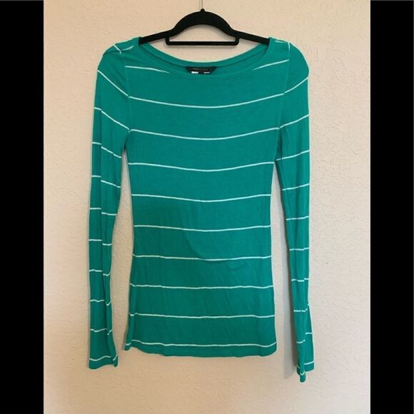 BCBGMazazria Green Stripe Shirt Size M - Picture 1 of 7